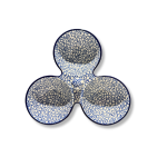 B43 Bunzlau drie vaks schaal met handvat (oog) 3355X Overige Schalen